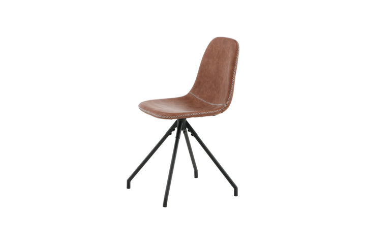 Venture Home Polar Dining Chair With Spin Function 2-pack - Black Legs - Brown PU - White Stitches