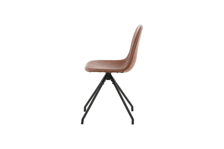 Venture Home Polar Dining Chair With Spin Function 2-pack - Black Legs - Brown PU - White Stitches