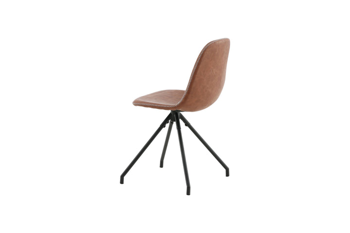 Venture Home Polar Dining Chair With Spin Function 2-pack - Black Legs - Brown PU - White Stitches