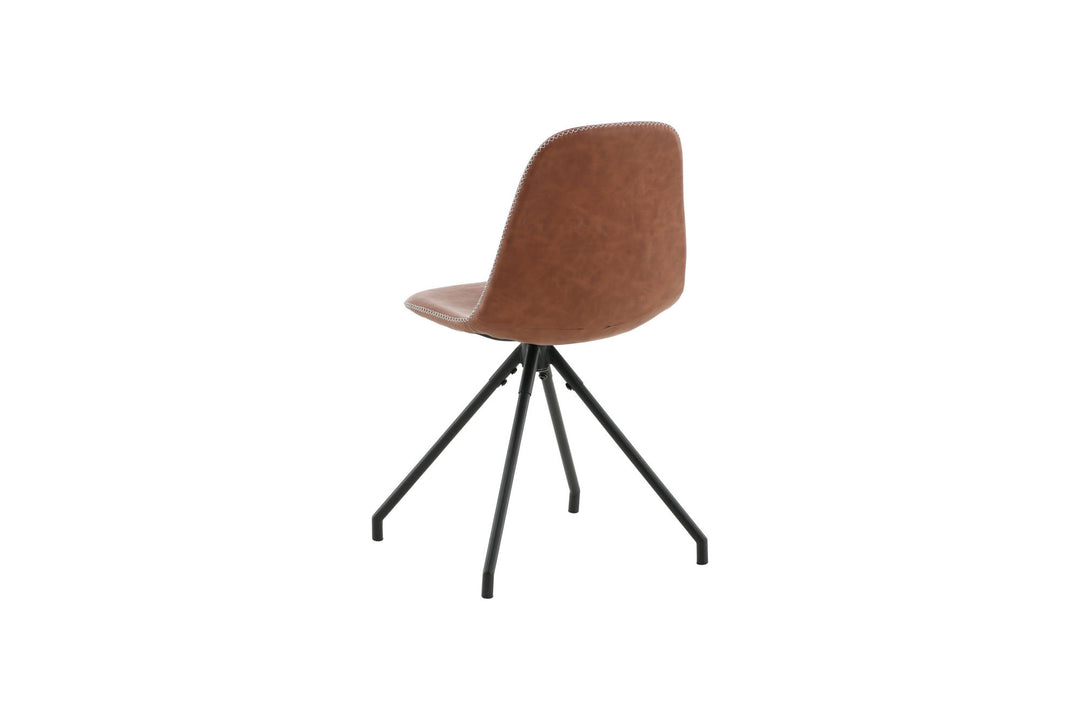 Venture Home Polar Dining Chair With Spin Function 2-pack - Black Legs - Brown PU - White Stitches