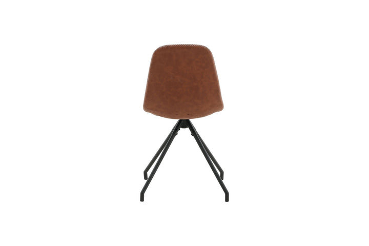 Venture Home Polar Dining Chair With Spin Function 2-pack - Black Legs - Brown PU - White Stitches