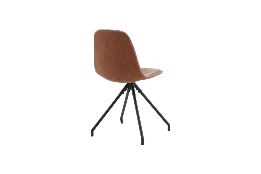 Venture Home Polar Dining Chair With Spin Function 2-pack - Black Legs - Brown PU - White Stitches