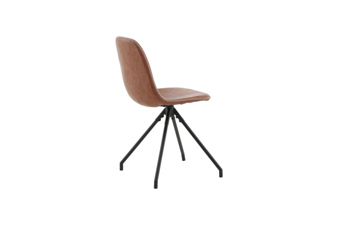 Venture Home Polar Dining Chair With Spin Function 2-pack - Black Legs - Brown PU - White Stitches