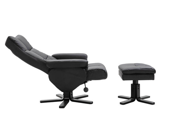 Venture Home Sven Recliner with Ottoman, Black PU