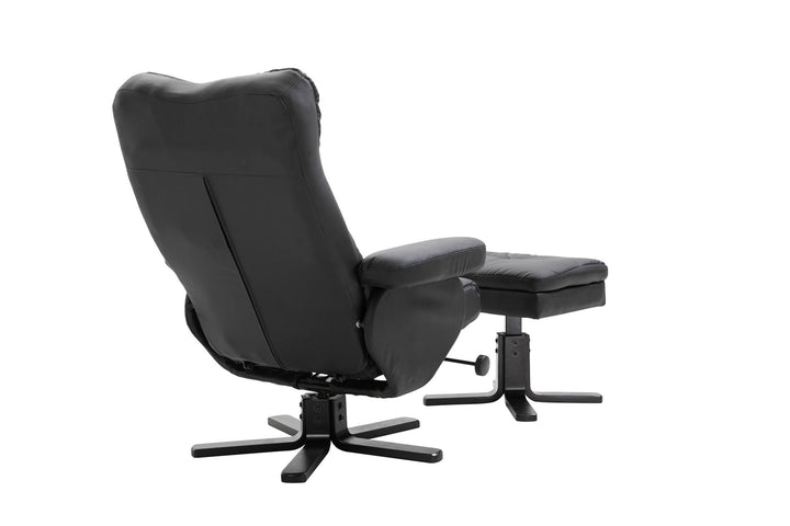Venture Home Sven Recliner with Ottoman, Black PU
