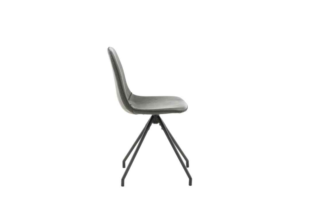 Venture Home Polar Dining Chair With Spin Function 2-pack - Black Legs - Black PU - Black Stitches