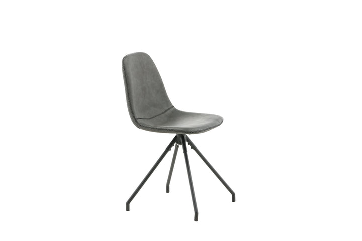 Venture Home Polar Dining Chair With Spin Function 2-pack - Black Legs - Black PU - Black Stitches
