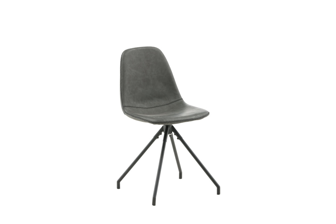 Venture Home Polar Dining Chair With Spin Function 2-pack - Black Legs - Black PU - Black Stitches