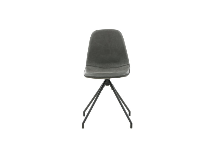 Venture Home Polar Dining Chair With Spin Function 2-pack - Black Legs - Black PU - Black Stitches