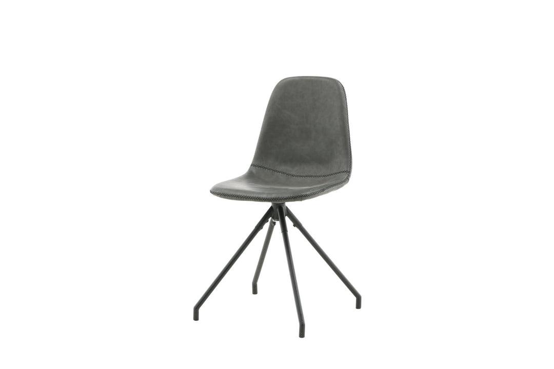 Venture Home Polar Dining Chair With Spin Function 2-pack - Black Legs - Black PU - Black Stitches