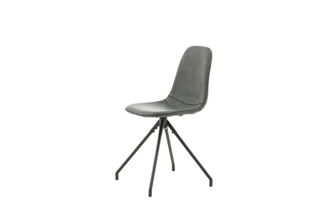 Venture Home Polar Dining Chair With Spin Function 2-pack - Black Legs - Black PU - Black Stitches