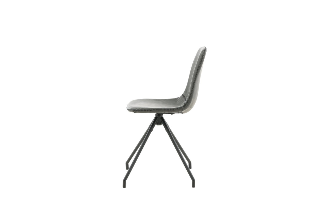 Venture Home Polar Dining Chair With Spin Function 2-pack - Black Legs - Black PU - Black Stitches