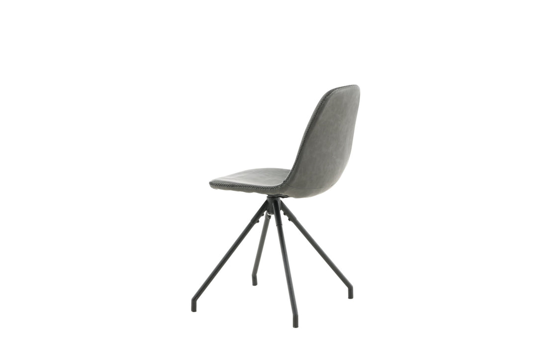 Venture Home Polar Dining Chair With Spin Function 2-pack - Black Legs - Black PU - Black Stitches