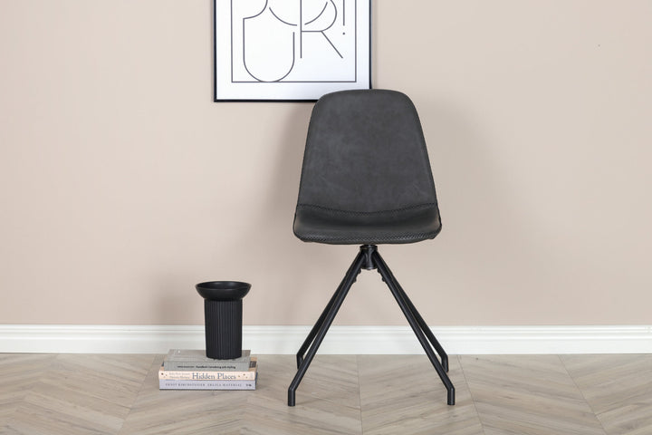 Venture Home Polar Dining Chair With Spin Function 2-pack - Black Legs - Black PU - Black Stitches