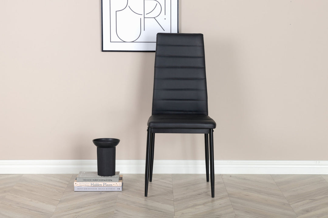 Venture Home Slim High Back Dining Chair 2-pack - Black Legs - Black PU