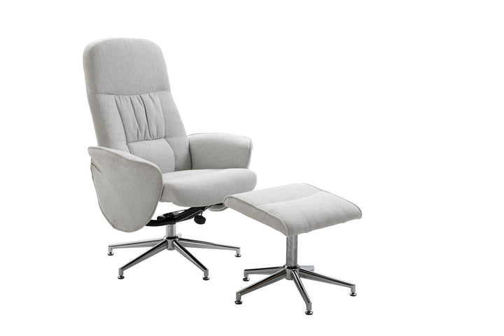 Venture Home Rolf Recliner Chair with ottoman, Grey Fabric
