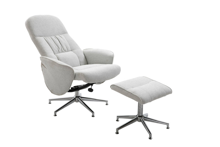 Venture Home Rolf Recliner Chair with ottoman, Grey Fabric