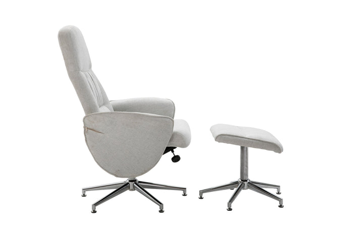 Venture Home Rolf Recliner Chair with ottoman, Grey Fabric