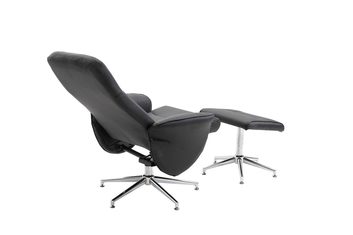Venture Home Rolf Recliner Chair with ottoman, Black PU