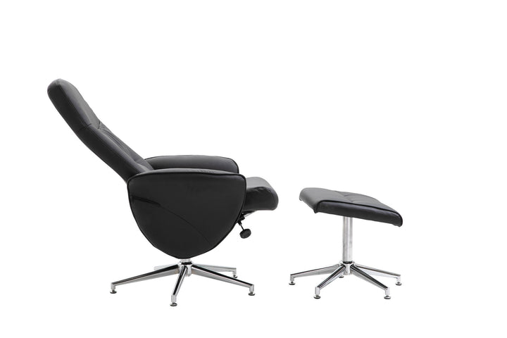 Venture Home Rolf Recliner Chair with ottoman, Black PU