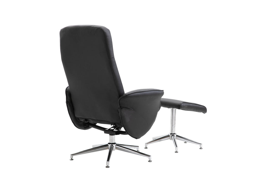Venture Home Rolf Recliner Chair with ottoman, Black PU