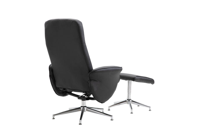 Venture Home Rolf Recliner Chair with ottoman, Black PU