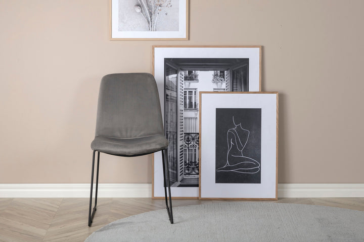 Venture Home Muce Dining Chair 2-pack - Black Legs - Grey Velvet