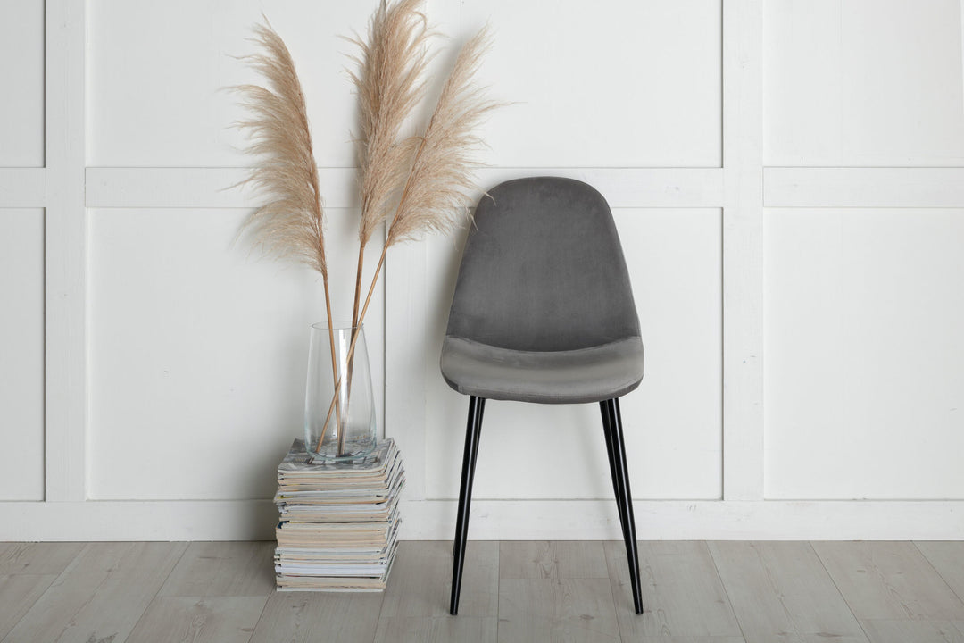 Venture Home Polar Dining Chair 2-pack - Black Legs / Light Grey Velvet