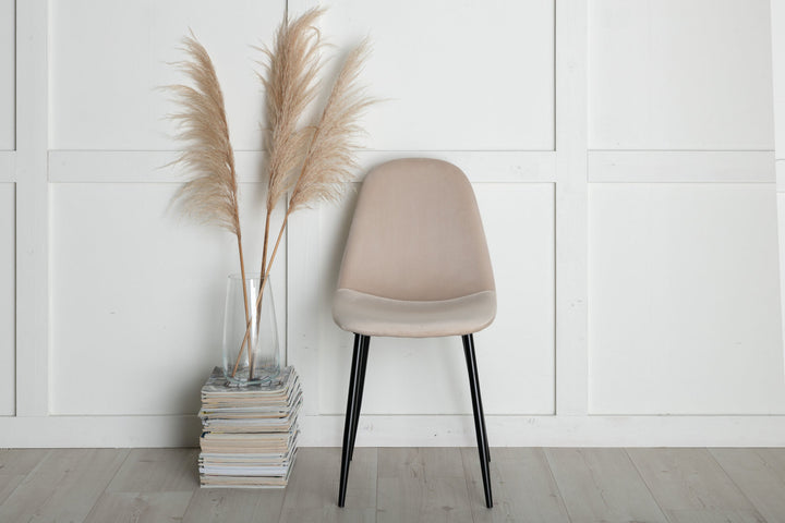 Venture Home Polar Dining Chair 2-pack - Black Legs / Beige Velvet