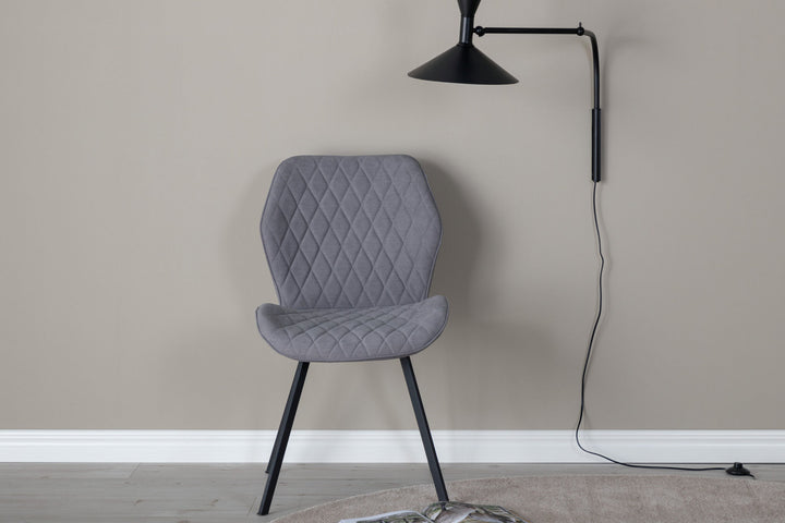 Venture Home Gemma Dining Chair 2-pack - Black Legs - Grey Fabric