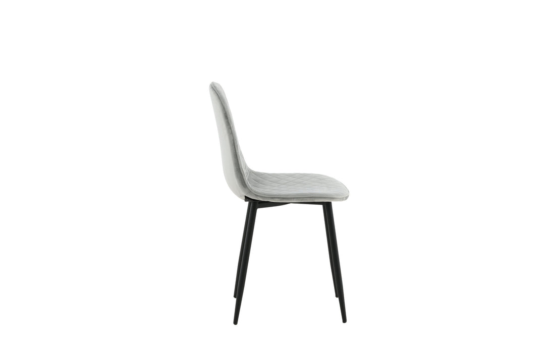 Venture Home Polar Diamond Dining Chair 2-pack - Black Legs - Grey Velvet