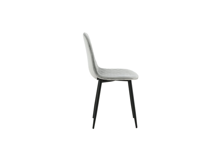 Venture Home Polar Diamond Dining Chair 2-pack - Black Legs - Grey Velvet