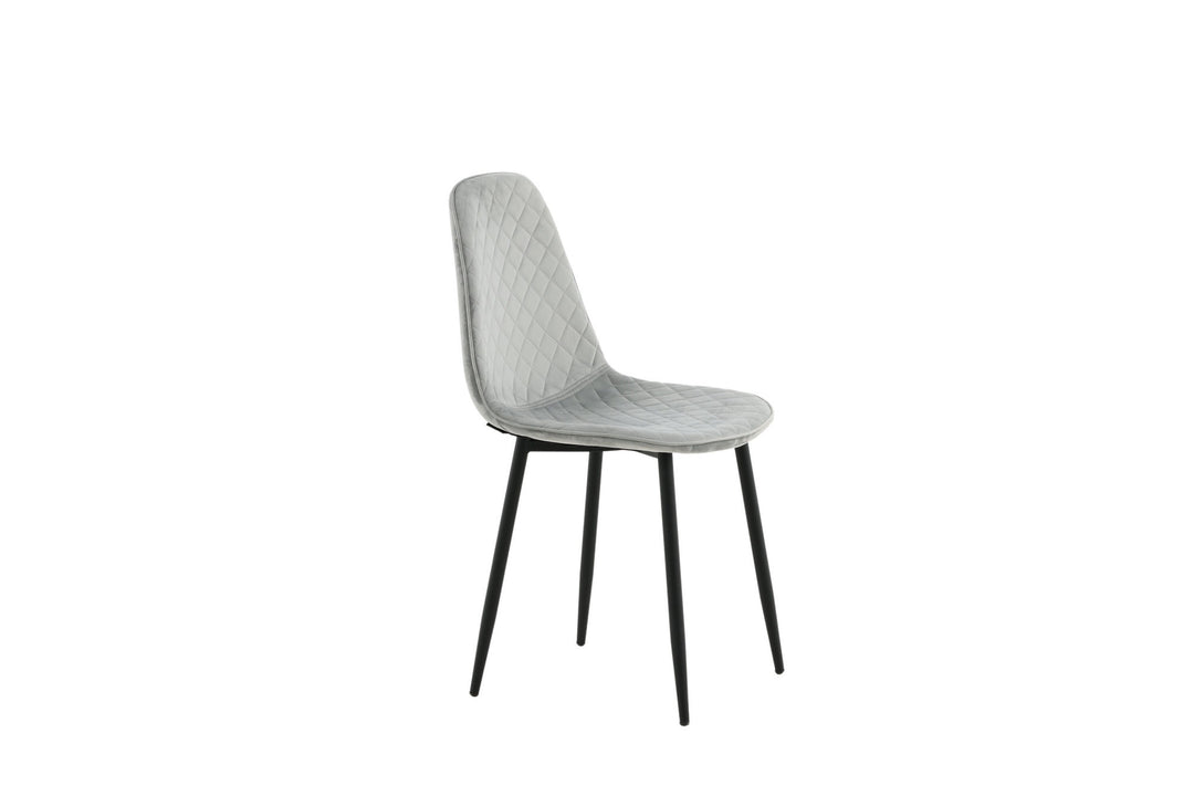 Venture Home Polar Diamond Dining Chair 2-pack - Black Legs - Grey Velvet