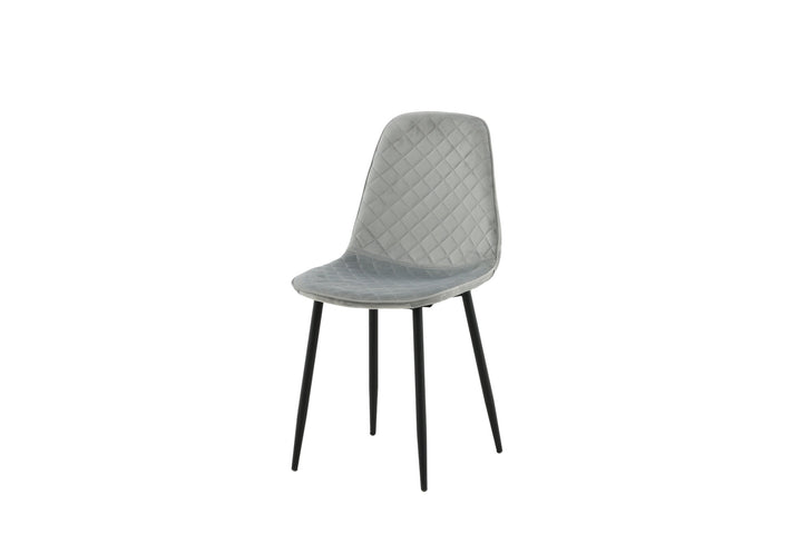 Venture Home Polar Diamond Dining Chair 2-pack - Black Legs - Grey Velvet