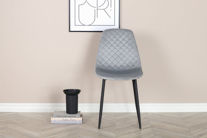 Venture Home Polar Diamond Dining Chair 2-pack - Black Legs - Grey Velvet