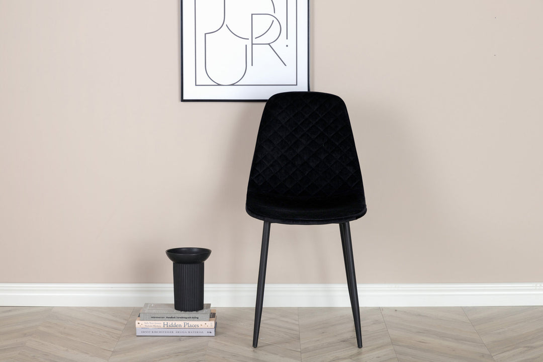Venture Home Polar Diamond Dining Chair 2-pack - Black Legs - Black Velvet
