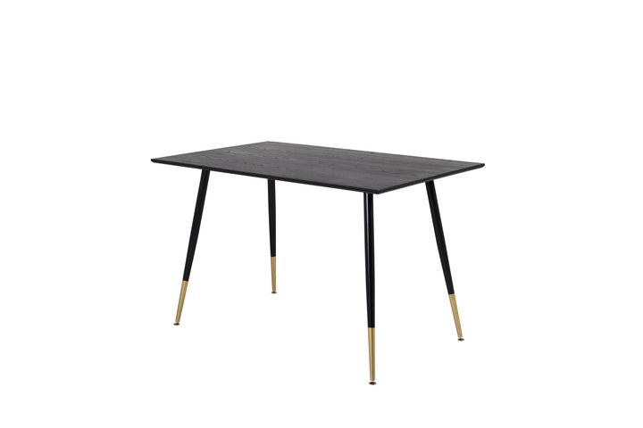 Venture Home Dipp Dining Table - 120 cm - Black Veneer - Black Legs w. Brass dipp