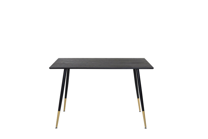 Venture Home Dipp Dining Table - 120 cm - Black Veneer - Black Legs w. Brass dipp