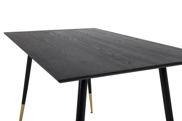 Venture Home Dipp Dining Table - 120 cm - Black Veneer - Black Legs w. Brass dipp