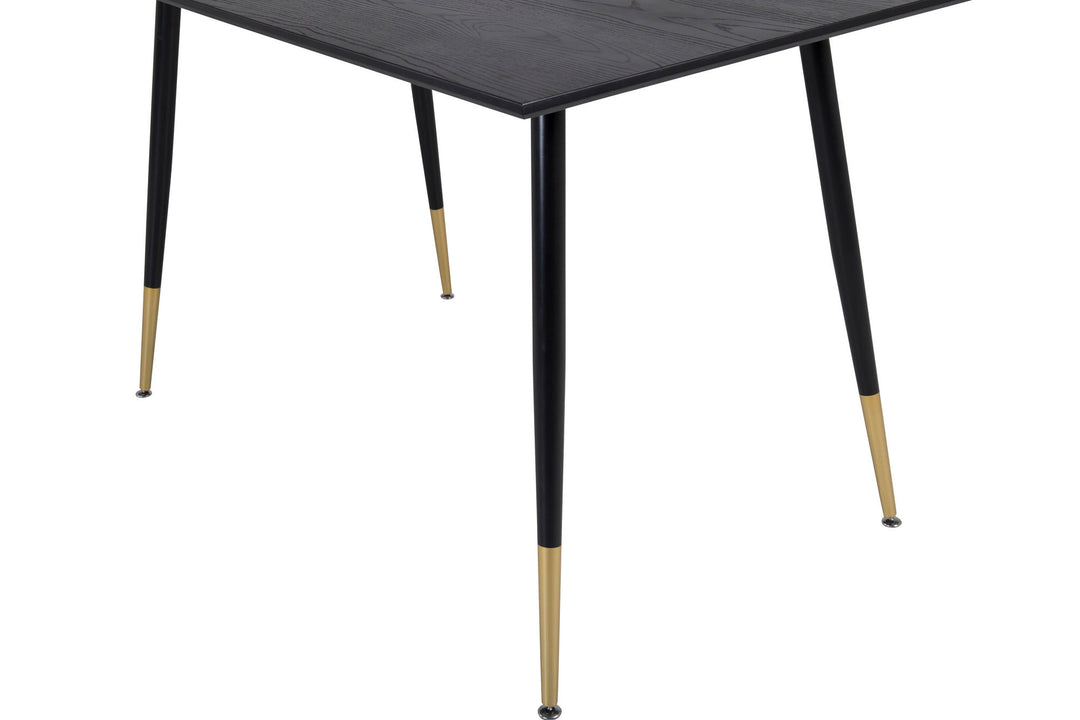 Venture Home Dipp Dining Table - 120 cm - Black Veneer - Black Legs w. Brass dipp