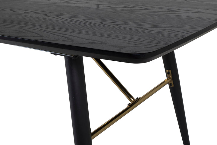 Venture Home Gold Extention table - 180/220*85*H76 Black Veneer - Black legs - Brass details