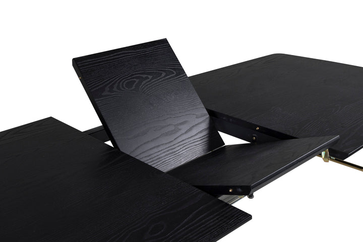 Venture Home Gold Extention table - 180/220*85*H76 Black Veneer - Black legs - Brass details