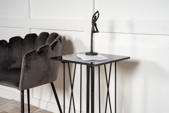 Furniture Fashion Stone - Side Table Square 40*40 - Artifical Stone / Black