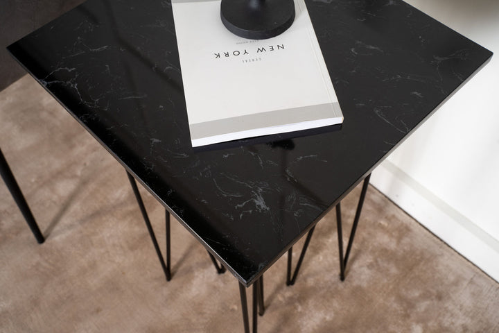 Furniture Fashion Stone - Side Table Square 40*40 - Artifical Stone / Black