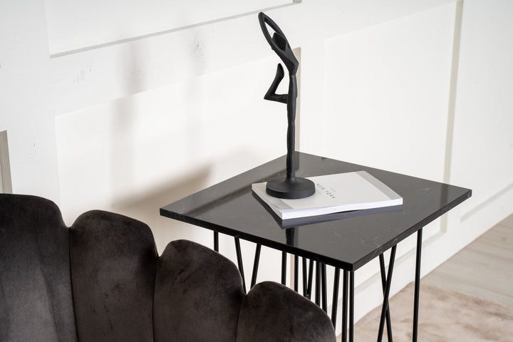 Furniture Fashion Stone - Side Table Square 40*40 - Artifical Stone / Black