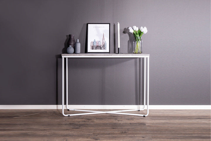 Venture Home Palace Side Table - White / Concrete-look