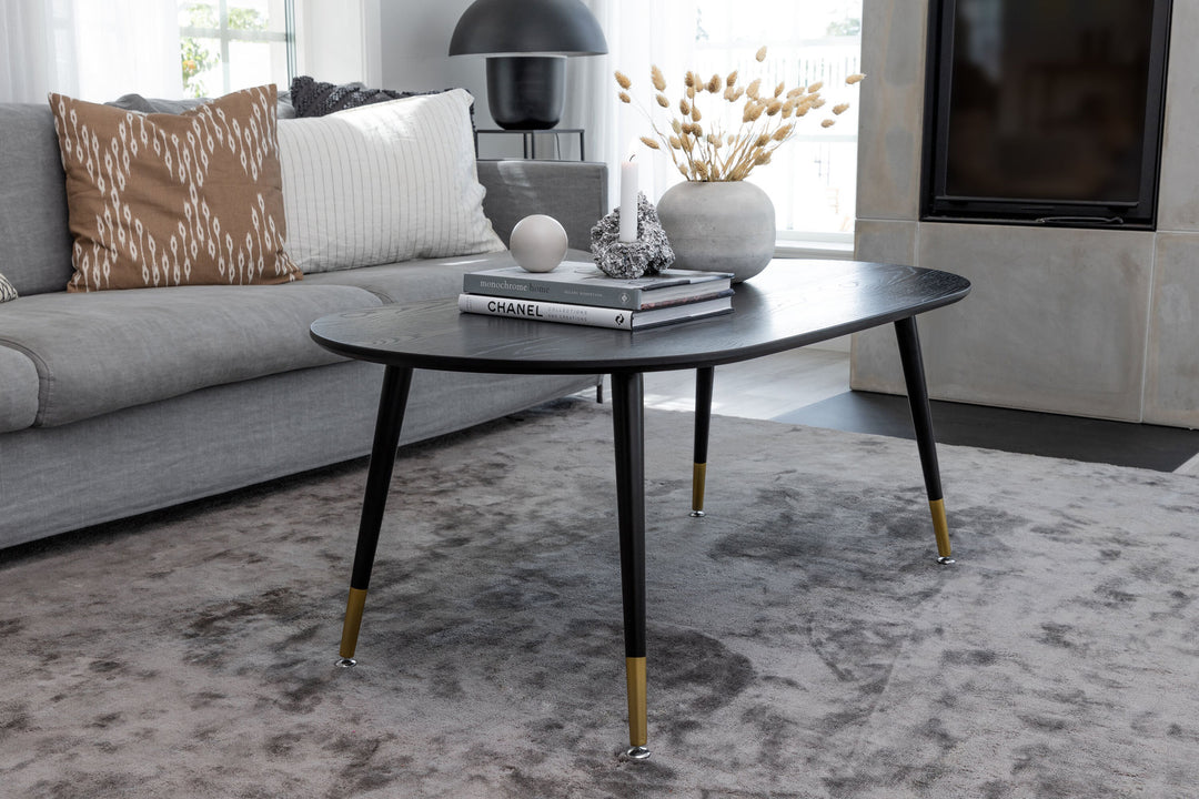 Venture Home Dipp Sofa Table - Black Veneer - Black Legs w brass dipp