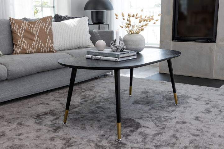 Venture Home Dipp Sofa Table - Black Veneer - Black Legs w brass dipp