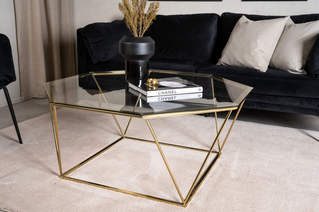 Furniture Fashion Österlen - Sofa Table - Clear Glass / Shiny Brass