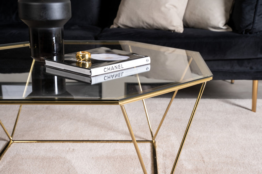 Furniture Fashion Österlen - Sofa Table - Clear Glass / Shiny Brass